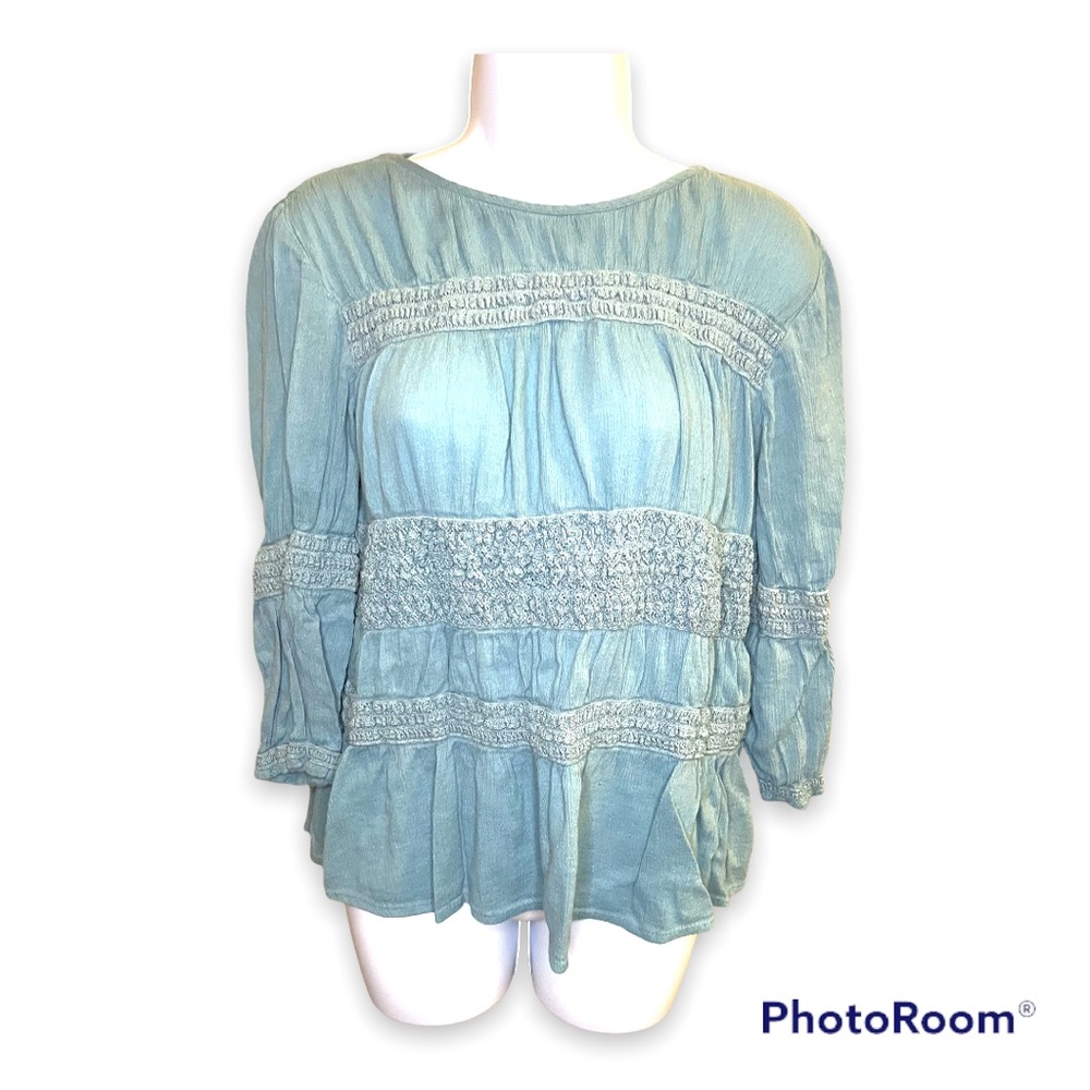 Blue Peasant Blouse
